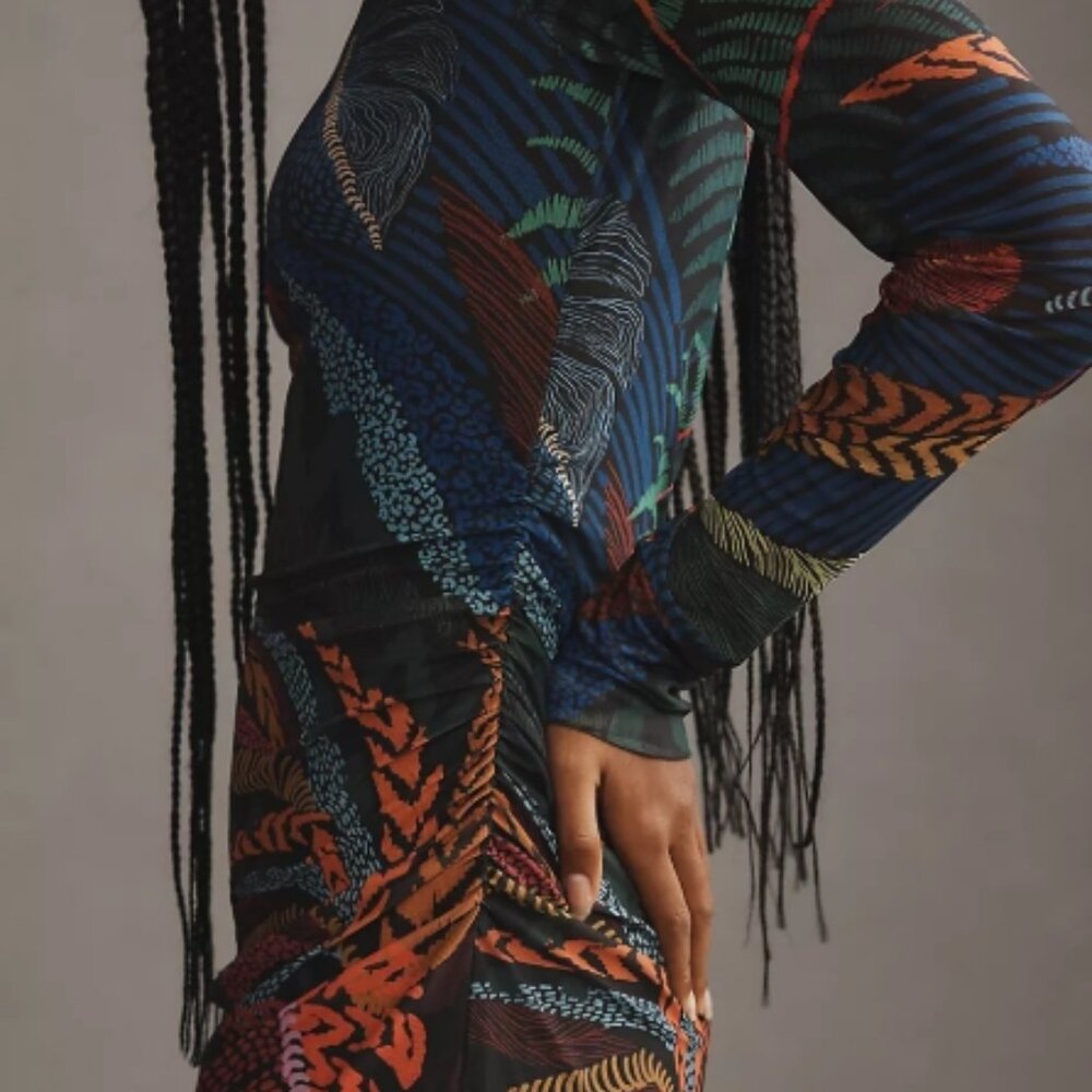 NWT FARM Rio Amazonia Night Rainforest Long Sleeve Bodycon Dress S $230 - Picture 3 of 11